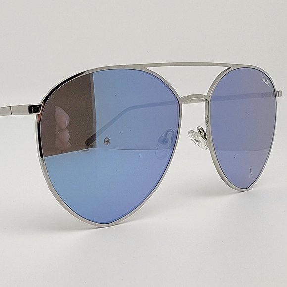 Quay Australia x Jasmine Sanders Indio Silver Frame Blue Lens Aviator Sunglasses main image 11